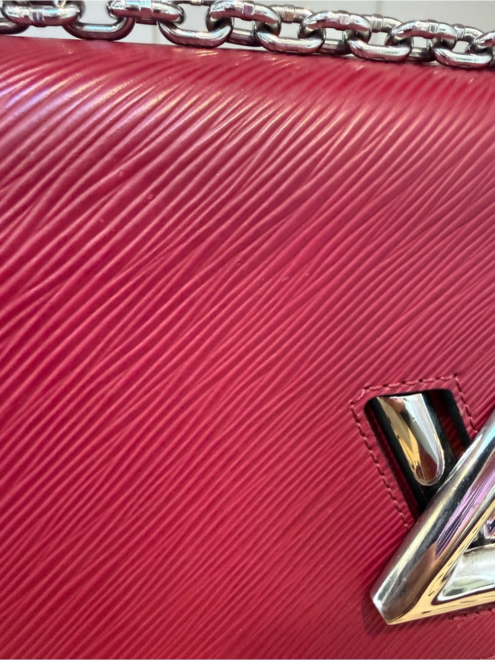 LOUIS VUITTON Epi Twist Shoulder Bag MM Raspberry Pink Silver Hardware - Picture 3 of 9
